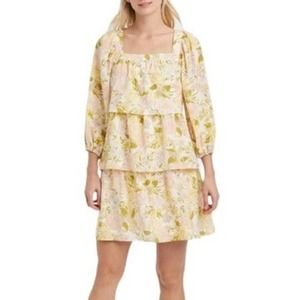 Who What Wear Drawing Room Floral Tier Dress M bishop sleeve